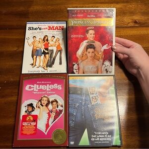 Romantic Comedy Movies DVDs Bundle She’s the Man, Clueless, Princess Diaries 2